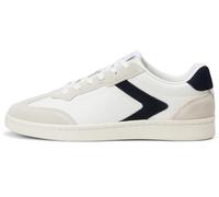 Marc OߴPolo Hommes Sneaker Plate en Cuir avec Semelle en Caoutchouc, Multicolore (White/Navy), 42