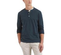 Marc OߴPolo Hommes t-Shirt à Manches Longues en Coton Biologique avec Patte de Boutonnage Courte, Bleu (Dark Navy), L