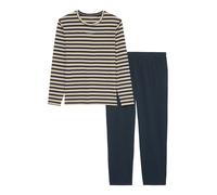 Marc O'Polo Pyjama long 'Mix & Match' beige / bleu foncé, Taille XXL