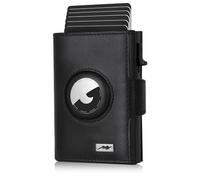 Marc Peter® Chicago Portefeuille en Cuir Push Air Slim - Portefeuille Airtag avec compartiment à monnaie - Protection RFID petit mini porte-monnaie en cuir, Noir , POCHE À MONNAIE XL AVEC POCHE AIRTAG