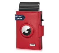 Marc Peter® Chicago Push Air Slim Portefeuille en cuir rouge | Portefeuille Airtag avec compartiment à monnaie | Protection RFID Petit mini portefeuille, rouge, MINI MÜNZFACH MIT AIRTAG FACH,
