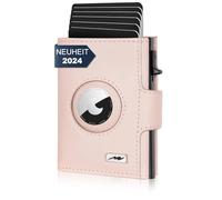 Marc Peter® Chicago Push Air Slim Wallet - Portefeuille Airtag avec compartiment à monnaie - Protection RFID - Petit mini portefeuille en cuir, rose, XL MÜNZFACH MIT AIRTAG FACH, Classique