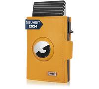 Marc Peter® Chicago Push Air Slim Wallet - Portefeuille Airtag avec compartiment à monnaie - Protection RFID - Petit mini portefeuille en cuir, jaune, XL MÜNZFACH MIT AIRTAG FACH, Classique