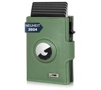 Marc Peter® Chicago Push Air Slim Wallet - Portefeuille Airtag avec compartiment à monnaie - Protection RFID - Petit mini portefeuille en cuir, Turquoise., XL MÜNZFACH MIT AIRTAG FACH, Classique