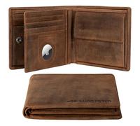 Marc Peter® Hanover Portefeuille en cuir véritable pour homme avec protection RFID Grand 10 compartiments Porte-monnaie en cuir, Brun vintage avec compartiment Airtag, MIT AIRTAG-FACH, Classique
