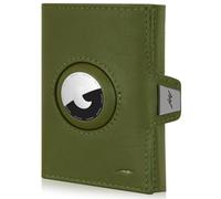 Marc Peter® Jupiter Airtag Portefeuille en cuir véritable avec compartiment à monnaie - Petit portefeuille Airtag pour homme avec RFID - Mini portefeuille Apple Airtag pour homme, vert, XL MÜNZFACH
