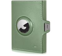 Marc Peter® Jupiter Airtag Portefeuille en cuir véritable avec compartiment à monnaie - Petit portefeuille Airtag pour homme avec RFID - Mini portefeuille Apple Airtag pour homme, Turquoise., MINI