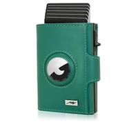 Marc Peter Oslo Portefeuille pour homme en cuir avec protection RFID, en cuir véritable, avec 13 compartiments, Bleu/vert, XL MÜNZFACH MIT AIRTAG FACH, Classique