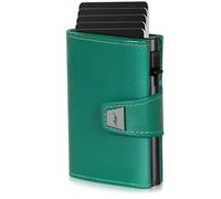 Marc Peter Portefeuille fin pour homme avec compartiment à monnaie et protection RFID, portefeuille en cuir, 9 compartiments pour cartes de crédit, étui pour cartes de crédit, petit homme, vert