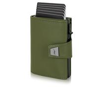 Marc Peter Portefeuille fin pour homme avec compartiment à monnaie et protection RFID, portefeuille en cuir, 9 compartiments pour cartes de crédit, étui pour cartes de crédit, petit homme, vert
