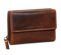 Marc Peter® Rosie Portefeuille RFID en cuir pour femme - Grand portefeuille vintage pour femme - Avec fermeture éclair - Dans une boîte cadeau - En cuir véritable, Bronzage ciré, Größe, Classique