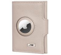 Marc Peter® Washingon Portefeuille fin en cuir - Portefeuille Airtag avec compartiment pour pièces de monnaie | Protection RFID petit mini portefeuille porte-cartes, Beige crème, XL MÜNZFACH MIT