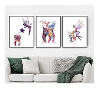marca generica Hygiéniste Toile Impression Dents Mur Photos Clinique Décor Dentaire Art Dent Fée Toile Peinture Aquarelle Mur Art Affiche Sans Cadre-30X40cmX3