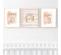 marca generica Teen Mädchen Kinderzimmer Wandkunst Bilder Leinwand Malerei Rose Gold Positive Mädchen Schlafzimmer Kunst Wand Dekor Zitat Drucke Nordic Poster Ungerahmt-30x40cmx3