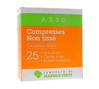 Marca Verde Compresas Absorbentesno Tejidas 10x10cm Bolsa 25x2uds