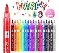 Marcatori 16 Colori Acrilico Per Pittura Rock, Vernice Perfetto Per Vetro, Pietra, Legno, Ceramica Per L'artigianato O Decorazioni