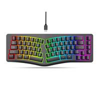 MARCBUSE 69 claviers d'ordinateur ergonomiques avec cordon USB de type C détachable et 18 modes d'éclairage colorés, rétroactions fluides, design économiseur d'espace