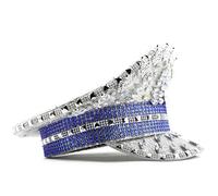 MARCBUSE Chapeau de capitaine de mariée en cristal pour enterrement de vie de jeune fille, cocktail, vacances, cristal étincelant pour comédien vintage à paillettes mariages