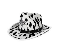 MARCBUSE Chapeau de cowgirls élégant avec motif de vache - Détails étoile en métal - Chapeau confortable - Décorations de cosplay - Activités de plein air quotidiennes - Cowgirls avec décorations