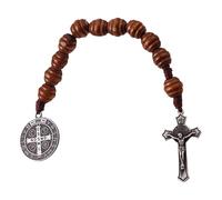 MARCBUSE Chapelet en alliage avec crucifix et perles de prière Benoît Accessoires de poignet Accessoire confortable Chapelet lisse, taille unique, Comme décrit, Comme décrit.