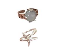 MARCBUSE Lot de 2 bagues polyvalentes réglables en forme d'étoile de mer avec pierres synthétiques scintillantes - Bijoux modernes pour filles ou amies - Accessoires de bijoux pour vacances à la plage