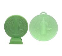 MARCBUSE Lot de 2 crucifix Benoît de 12,7 cm pour un confort spirituel et une utilisation nocturne, médailles lumineuses vertes