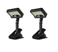 MARCBUSE Lot de 2 lampes solaires d'extérieur à pince 3 modes ABS + PS Texture étanche Lumière de cour pour jardin Camping Décoration solaire Clôture Lumières