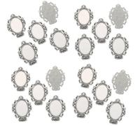 MARCBUSE Lot de 20 bases ovales multifonctionnelles - Base ovale portable - Convient pour les pierres précieuses - En alliage - Texture de bijoux, taille unique, Comme décrit