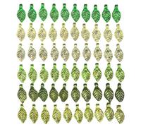 MARCBUSE Lot de 40/50/60 breloques élégantes en forme de feuille en acrylique vert avec trous pour travaux manuels, bijoux, breloques décoratives en forme de feuille, taille unique, Comme décrit