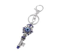 MARCBUSE Porte-clés avec symbole de protection en alliage robuste, fermeture facile, breloque décorative pour clés, portefeuilles et sacs à main, porte-clés mauvais œil, bleu marine, Silver