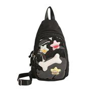 MARCBUSE Sac à bandoulière tendance sur le thème de l'anime transparent, intérieur spacieux, sangle réglable, sac de poitrine pour le shopping et les voyages, grand format japonais, Noir , One Size