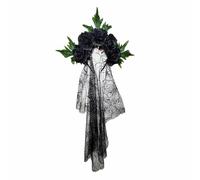 MARCBUSE Serre-tête style punk décoré avec roses artificielles rouges et filet pour cosplay, accessoire de coiffure pour tenues, bandeau réglable pour adultes