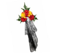 MARCBUSE Serre-tête style punk décoré avec roses artificielles rouges et filet pour cosplay, accessoire de coiffure pour tenues, bandeau réglable pour adultes