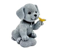 MARCBUSE Statue de jardin solaire pour chiens - Décoration de jardin - Lumières pour extérieur - Figurine de chien avec papillon - Cadeau d'anniversaire pour maman