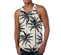 Marcel Homme Été Sport Coton Plantes Palmiers Imprimé Séchage Rapide sans Manches T Shirt Col Rond Respirant Extensible Muscle Entraînements Vêtements Gilet Gym Tops