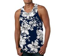 Marcel Homme Été Sport Coton Plantes Palmiers Imprimé Séchage Rapide sans Manches T Shirt Col Rond Respirant Extensible Muscle Entraînements Vêtements Gilet Gym Tops