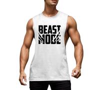 Marcel Homme Sport, Débardeur D'Été Ample Haut Décontracté sans Manches Coupe Ample Ourlet Long pour La Gym L'Entraînement Le Streetwear Imprimé Lettres Confortable Et Respirant (White XL)