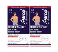 Marcel par Blondépil Homme - Creme depilatoire homme sous la douche, Zone Intime, Rapide et Efficace, Adaptée à tous les types de peaux, Made in France, Inclus accessoire exfoliant, 100ml, lot de 2