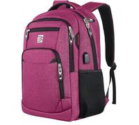 marcello Sac à dos pour ordinateur portable - Avec port de charge USB - Pour le travail, l'école, l'université - Avec compartiment pour ordinateur portable et poche antivol, Rose, 15,6 Zoll