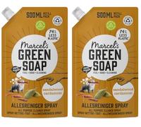 Marcel's Green Soap Nettoyant Multi-usages Spray Recharge Bois de Santal & Cardamome - Plastique Recyclé - Végétalien - 500 ml (Lot de 2)