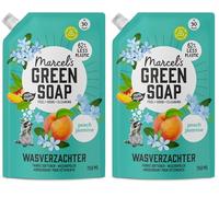 Marcel's Green Soap - Recharge d'adoucissant Pêche & Jasmin - Adoucissant liquide - Sans microplastiques ni huile de palme - Vegan - 750ml (Lot de 2)