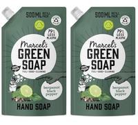 Marcel's Green Soap - Recharge de savon pour les mains Poivre noir & Bergamote - Formule sans microplastique - Recharge de savon pour les mains - Vegan (Lot de 2)