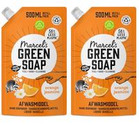 Marcel's Green Soap - Recharge Liquide Vaisselle Orange & Jasmin - Liquide vaisselle - Végétalien - 500 ml (Lot de 2)