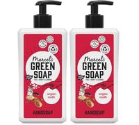 Marcel's Green Soap - Savon pour les mains Argan et Oudh - Distributeur de savon pour les mains - Végétalien - 97% Biodegradable - 500 ML (Lot de 2)