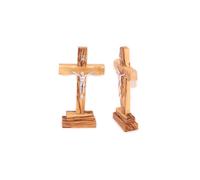 March saint Olive Wood Cross Standing with Crucifix. (5 pouces)