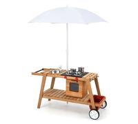 Marchande Enfant Avec Accessoires - Costway - Voiture Restaurant Avec Parasol - Bois