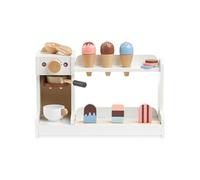 mamabrum Glacier en Bois avec Machine à Café pour Enfants - Set Jeu de RôLe Barista avec Accessoires - Cuillères, Gaufrettes, Tasse, Carafe - 3+ Ans (15 Items)