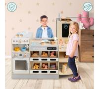 Marchande Enfant- Grand Marché en Bois - Mamabrum - 106 Accessoires - Machine à Café - Four - Réfrigérateur