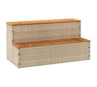 vidaXL Marche de baignoire spa 2 marches Beige 100×50×50,5 cm Polyrotin Acacia massif