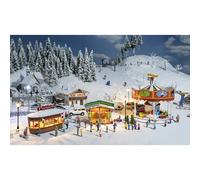 Marché de Noël, 2 stands avec manège et neige - FALLER 190143 - HO 1/87